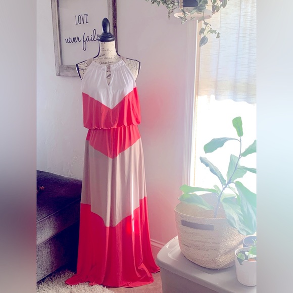 London Times Chevron Color Block Maxi - Picture 1 of 7